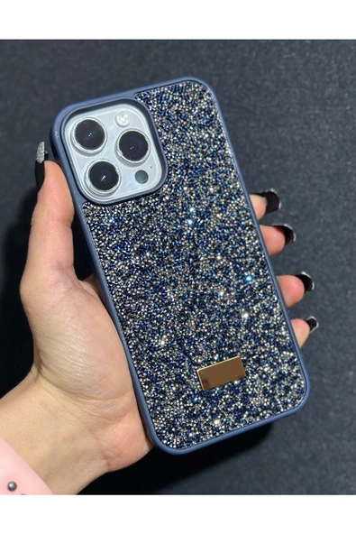 İphone 15 Pro Max Uyumlu Sw İnce Taşlı Elmas Işıltılı Telefon Kılıfı - Resim 5
