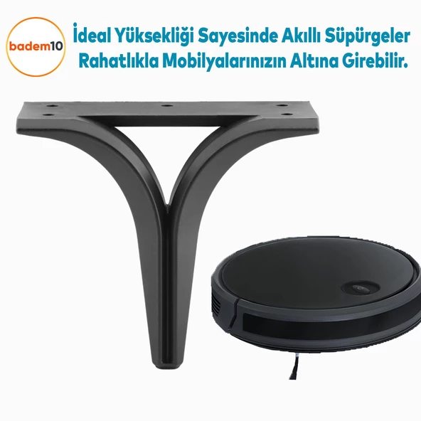 Begonya Lüks Mobilya Kanepe Sehpa Tv Ünitesi Oturma Grubu Koltuk Ayağı Baza Ayakları Siyah 12 Cm - Resim 5