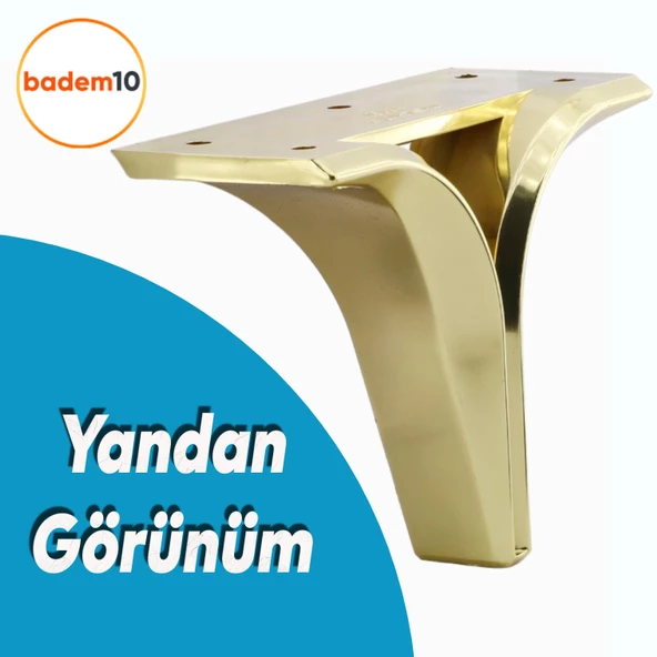 Begonya Lüks Mobilya Kanepe Sehpa Tv Ünitesi Oturma Grubu Koltuk Ayağı Baza Ayakları Altın 12 Cm - Resim 3