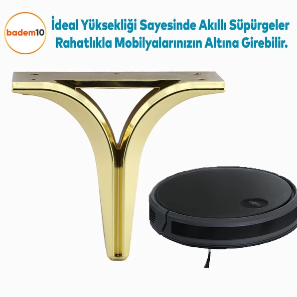 Begonya Lüks Mobilya Kanepe Sehpa Tv Ünitesi Oturma Grubu Koltuk Ayağı Baza Ayakları Altın 12 Cm - Resim 5