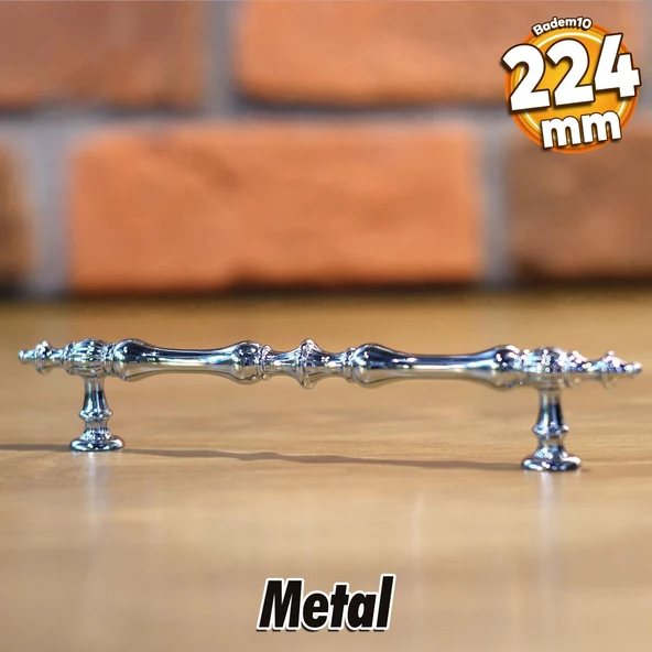 Şehzade Kulp Mobilya Mutfak Dolabı Çekmece Dolap Kulpları Kapak Kulpu Kulbu Krom 224 mm Metal