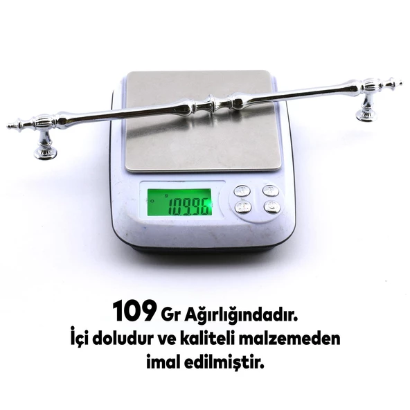 Şehzade Kulp Mobilya Mutfak Dolabı Çekmece Dolap Kulpları Kapak Kulpu Kulbu Krom 224 mm Metal - 3