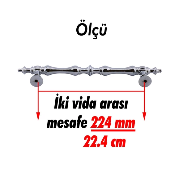 Şehzade Kulp Mobilya Mutfak Dolabı Çekmece Dolap Kulpları Kapak Kulpu Kulbu Krom 224 mm Metal - 2