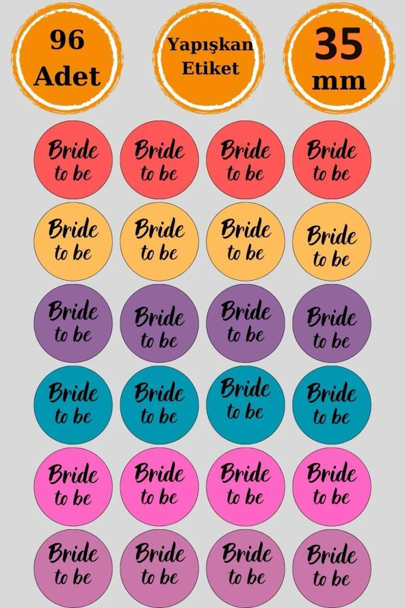 96 Adet Bride To Be Sticker - Paketleme Sticker - Nikah Sticker - Nikah Hediye Etiketi