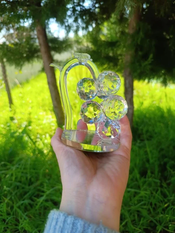 Kristal Cam Nazar Boncuğu Üzüm Salkımı Meyve Ayna Biblo Masa Ev Ofis Düğün Nişan Organize Dekorasyon - 2