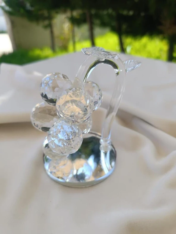 Kristal Cam Nazar Boncuğu Üzüm Salkımı Meyve Ayna Biblo Masa Ev Ofis Düğün Nişan Organize Dekorasyon - 6