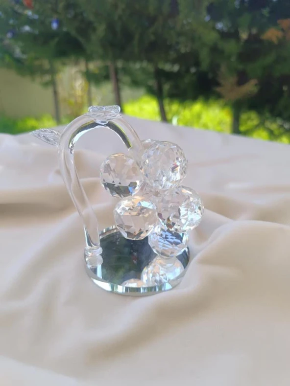 Kristal Cam Nazar Boncuğu Üzüm Salkımı Meyve Ayna Biblo Masa Ev Ofis Düğün Nişan Organize Dekorasyon - 7