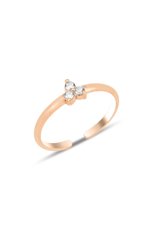 Gümüş rose zirkon taşlı alttan ayarlanabilir tria yüzük SGTL12247ROSE ürün görseli