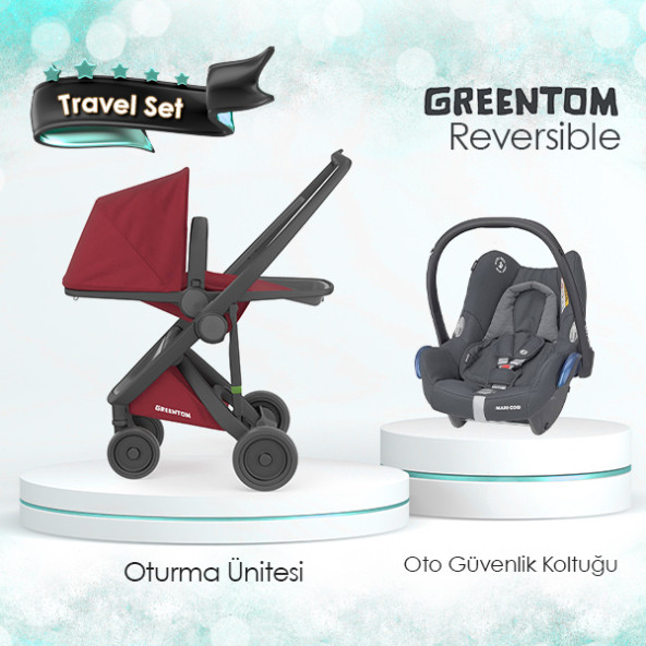 Greentom Reversible Bebek Arabası + Maxi Cosi Oto Koltuğu Travel Set