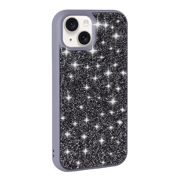 iPhone 15 Plus Kılıf Parlak Taşlı Tasarım Pırlanta Kılıf - Resim 4