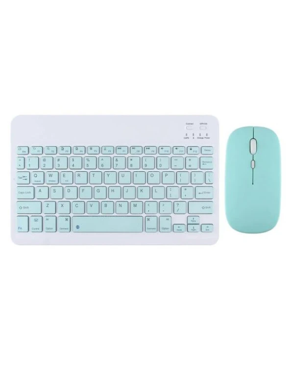 Lenovo Yoga Tab 11 ZA8W0004TR 11" Uyumlu Kablosuz Bluetooth Şarjlı Mini Q Klavye Mouse Seti - Mavi