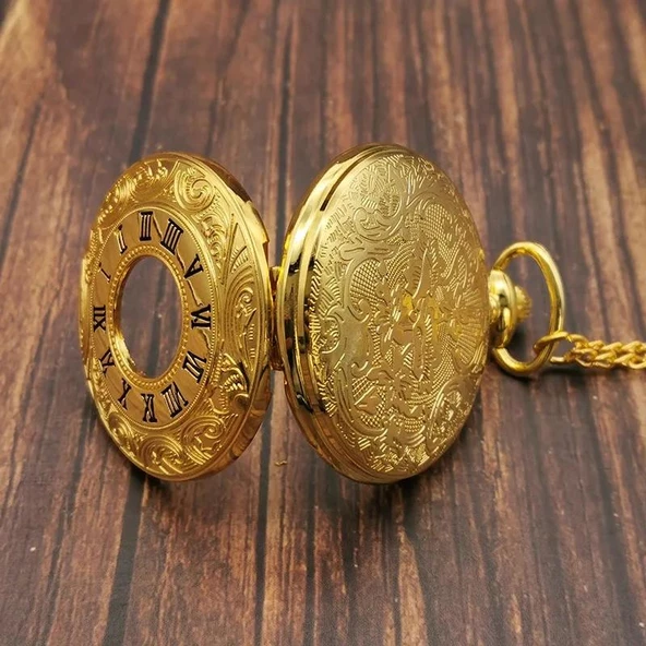 Köstekli Gold Roma Rakamlı Cep Saati SL7148 - 6