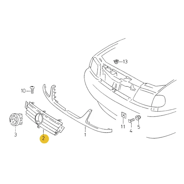 VW Polo Classic Sedan 1996-2002 Ön Panjur Izgarası 6K5853654D - Resim 3