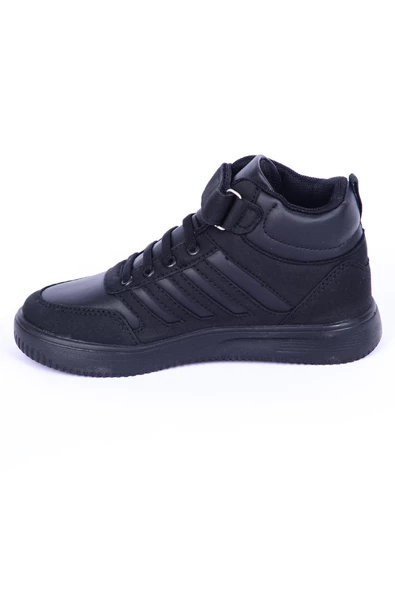 Walkway Mely 2334 Deri-Süet Boğazlı Rahat Taban Siyah Günlük Unisex Çocuk Spor Ayakkabı - 3