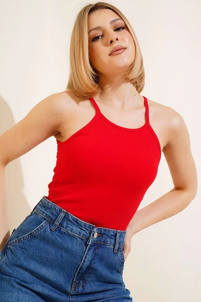 Kaşkorse Askılı Body Kırmızı - Resim 2