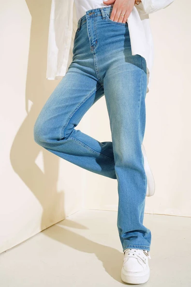 Uzun Salaş Kot Pantolon Açık Mavi - Resim 2