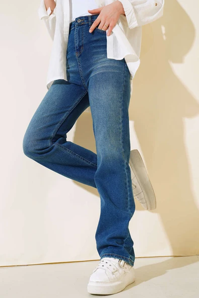 Uzun Salaş Kot Pantolon Orta Mavi ürün görseli 1