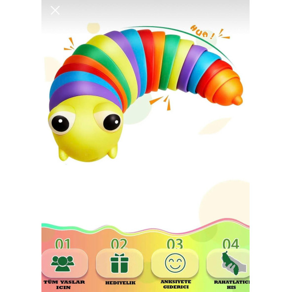 Sevimli Eğitici Sök Tak Renkli Tırtıl Montessori Eğitici Oyuncak