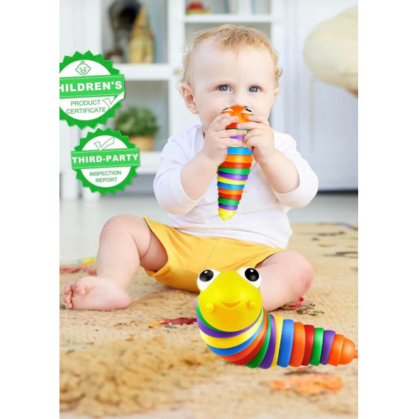 Sevimli Eğitici Sök Tak Renkli Tırtıl Montessori Eğitici Oyuncak - 4