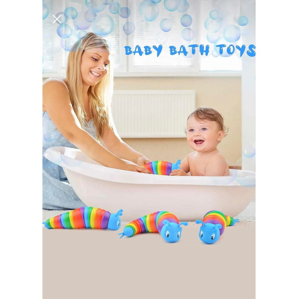 Sevimli Eğitici Sök Tak Renkli Tırtıl Montessori Eğitici Oyuncak - 5