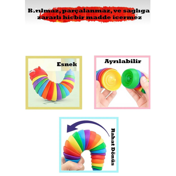 Sevimli Eğitici Sök Tak Renkli Tırtıl Montessori Eğitici Oyuncak - 7