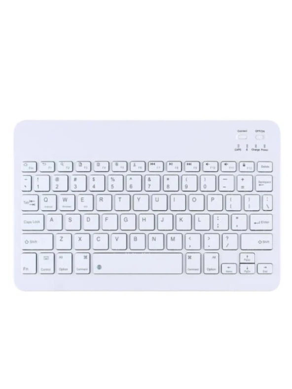 Lenovo Tab M10 Plus ZAAS0334TR 10.61" Uyumlu Kablosuz Bluetooth Şarjlı Mini Q Klavye Mouse - Beyaz