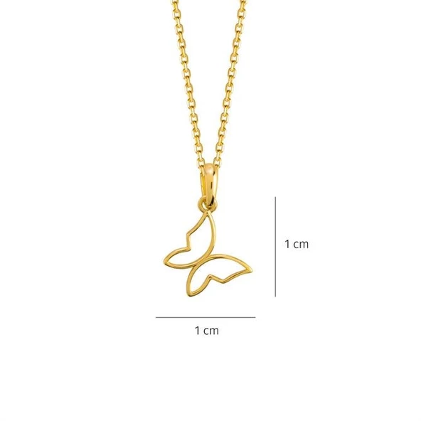 14 Ayar Altın Kelebek Kolye 1,55 gr - Resim 5