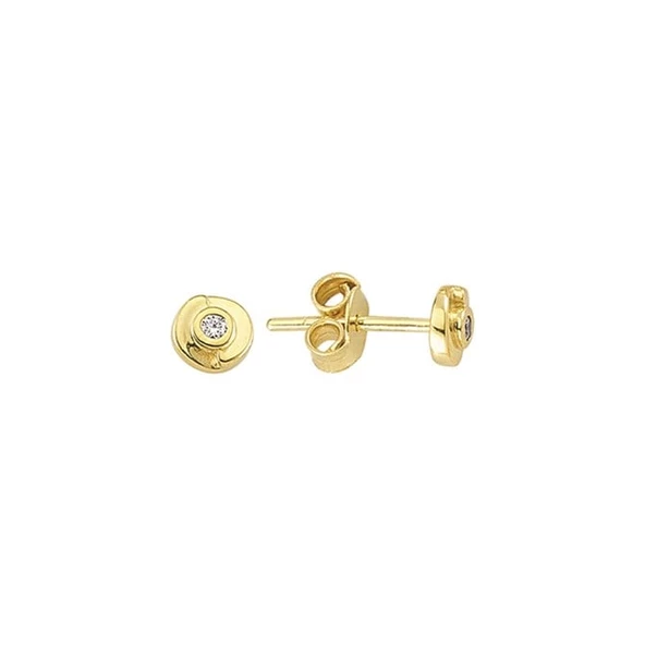14 Ayar Tektaş Oval Altın Küpe 1,25 gr