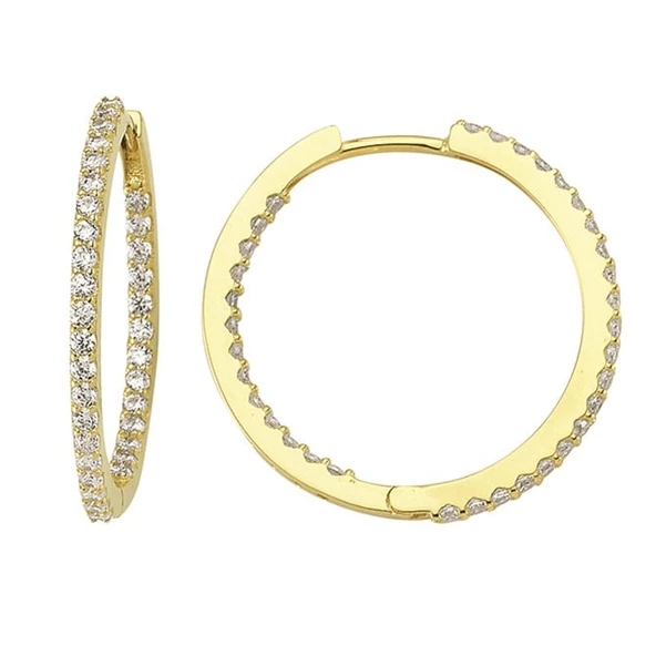 14 Ayar Taşlı Modern Halka Altın Küpe 3,33 gr