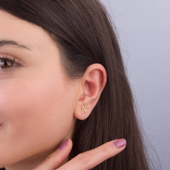 14 Ayar Altın A Harf Küpe 0,45 gr - 2