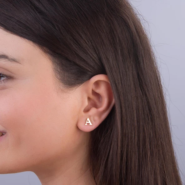 14 Ayar Altın A Harf Küpe 0,45 gr - 3