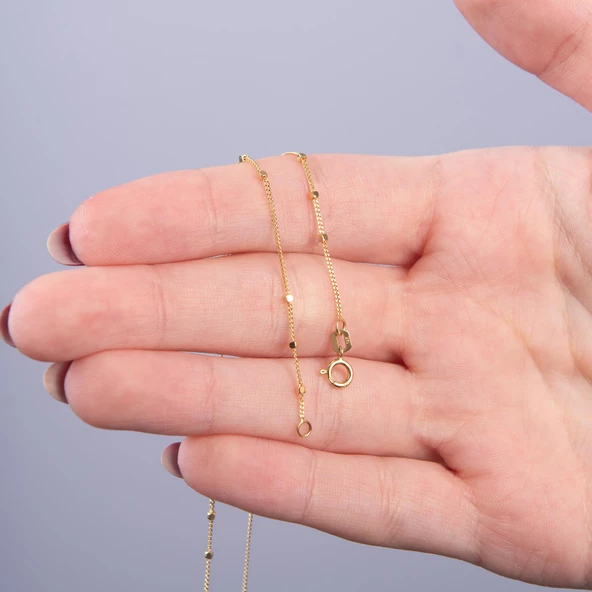 14 Ayar Satürn Altın Zincir Kolye - 1.85 gr - Resim 5