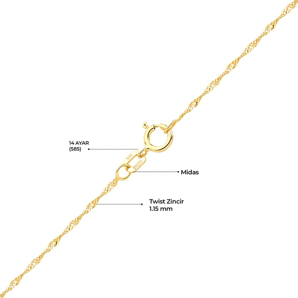 14 Ayar Singapur Altın Zincir Kolye - 1,00 gr - Resim 4