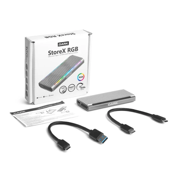 Dark DK-AC-DSEM6 USB 3.1 Type-C M.2 NVMe -NGFF Led Göstergeli Disk Kutusu - 2