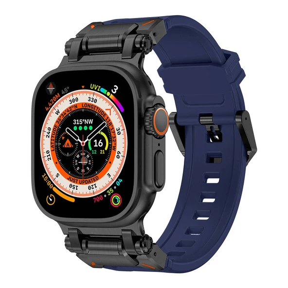 Watch 42mm KRD-101 Titanyum Metal Başlıklı Silikon Kordon - Resim 3