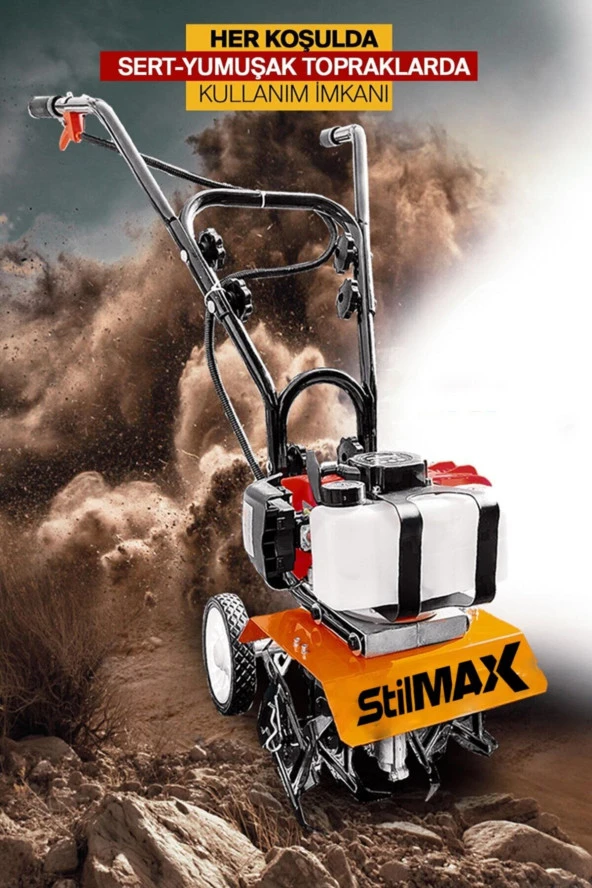 STİLMAX Germany Type Benzinli Özel Mini Çapalama Makinası 4.2 Hp 63cc Özel Titanyum Seri 17 Kg