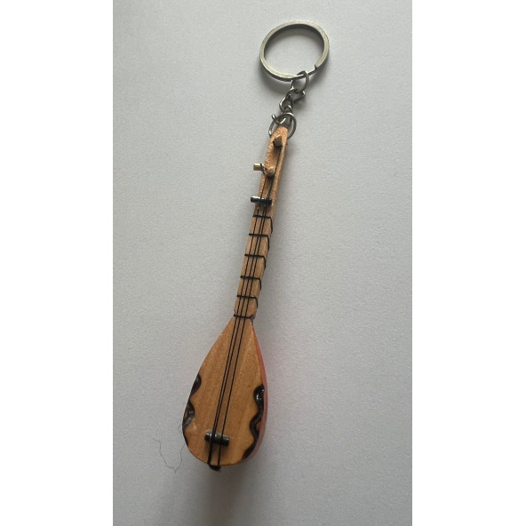 El Yapımı Minyatür Anahtarlık Bağlama Saz Araba Süsü 10 cm - 3