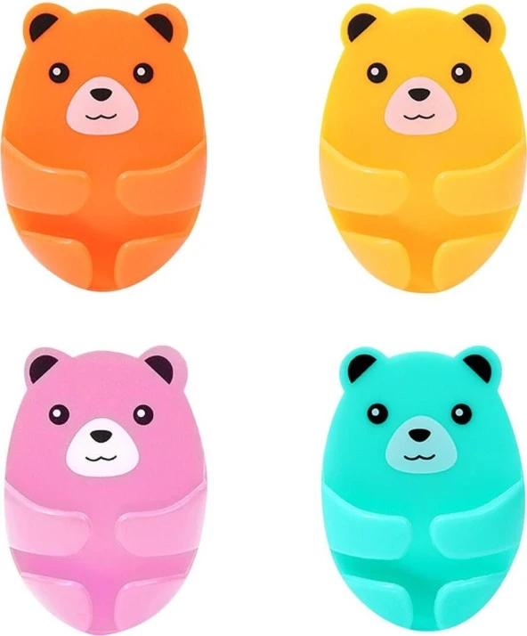 Ayıcık Desenli Çok Amaçlı 4 Lü Fiş Tutucu Kablo Düzenleyici kablo tutucu - 3