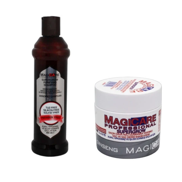 Magicare Supergrow Purifying Kuru Yıpranmış ve Işlem Görmüş Saçlar Şampuan 450 ml+Magicare Supergrow