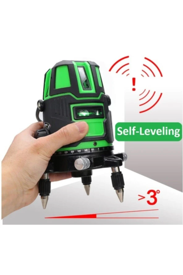 Stilmax Tek Akülü Otomatik Hizalamalı 360° Yatay Dikey Yeşil Çizgili Çok Fonksiyonlu Lazermetre - 5