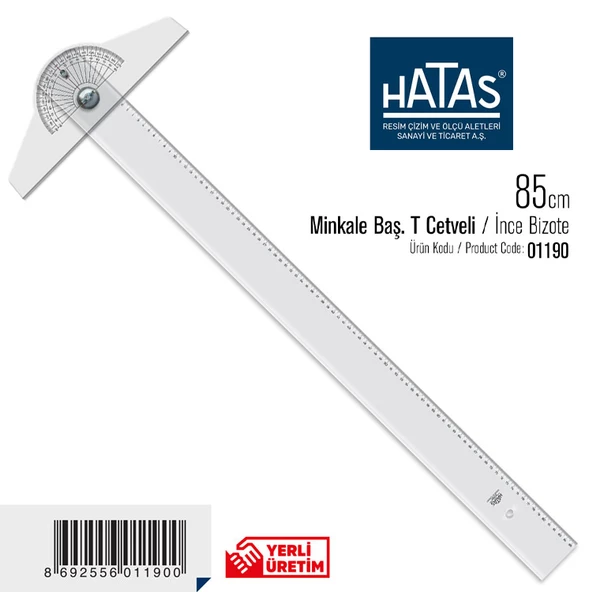 Hatas Minkale (Oynar) Başlı Plastik T Cetveli 85cm / 01190