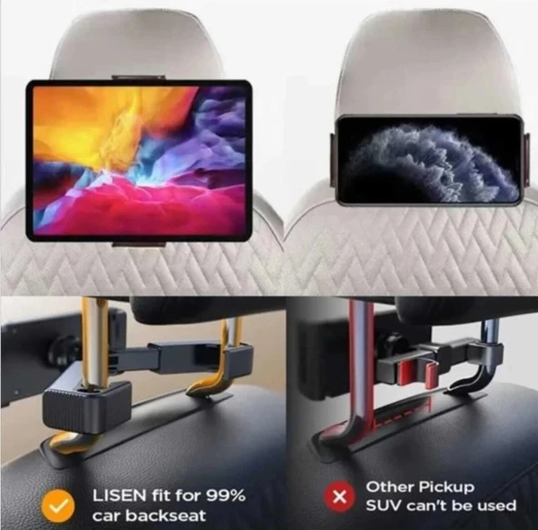 Tüm Araçlar İle Uyumlu Ayarlanabilir Koltuk Arkası Tablet Tutucu Ve Telefon Tutucu, Tablet Tutucu - 6