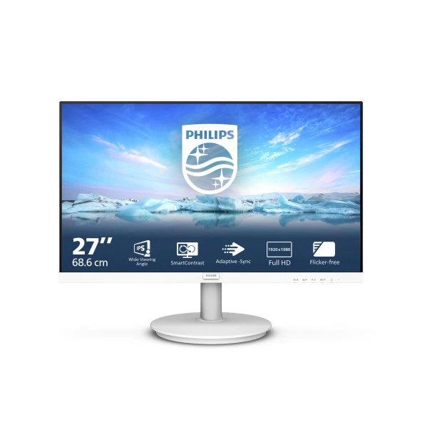 PHILIPS 271V8AW VLine 27" LED IPS 4ms 75Hz 1920x1080 FullHD VGA HDMI Multimedya (VESA) Beyaz Monitör