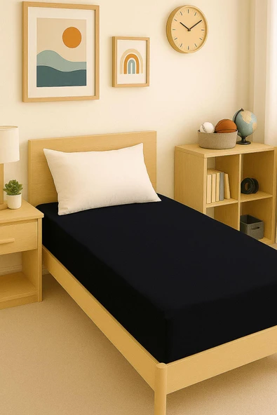 2 Adet Düz Pamuklu Tek Kişilik 120 x 200 x 30 cm Lastikli Penye Çarşaf - Resim 2