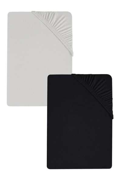 2 Adet Düz Pamuklu Tek Kişilik 120 x 200 x 30 cm Lastikli Penye Çarşaf ürün görseli