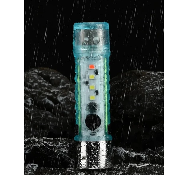 Led Usb Şarjlı Ultra Güçlü El Feneri Su Geçirmez Flaşörlü Kırmızı Işıklı Mıknatıslı Kamp Feneri - 5