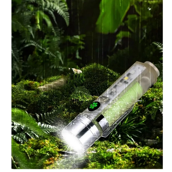 Led Usb Şarjlı Ultra Güçlü El Feneri Su Geçirmez Flaşörlü Kırmızı Işıklı Mıknatıslı  Kamp Feneri - 4