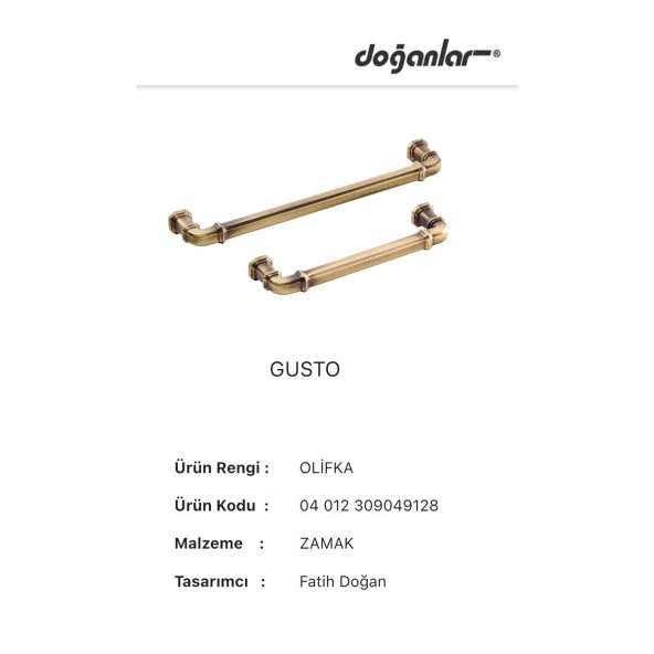 5 Adet Doğanlar Gusto 128 mm Mobilya Kulp Olifka Antik Sarı - 3