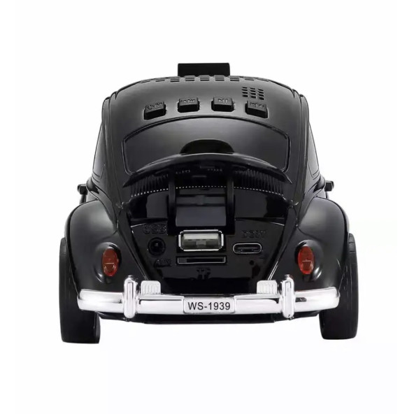 WSTER WS-1939 BEETLE Araba Görünümlü Taşınabilir Kablosuz Bluetooth Hoparlör ve Radyo - Resim 7