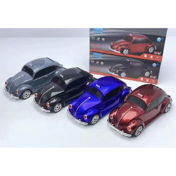 WSTER WS-1939 BEETLE Araba Görünümlü Taşınabilir Kablosuz Bluetooth Hoparlör ve Radyo - Resim 9